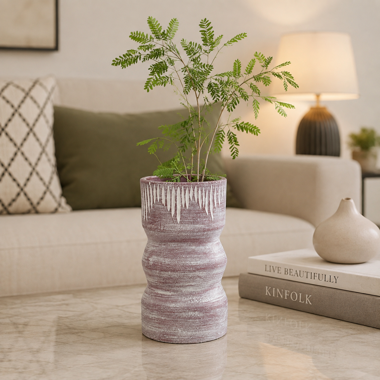 Vintage Blush Drip Glaze Ceramic Planter