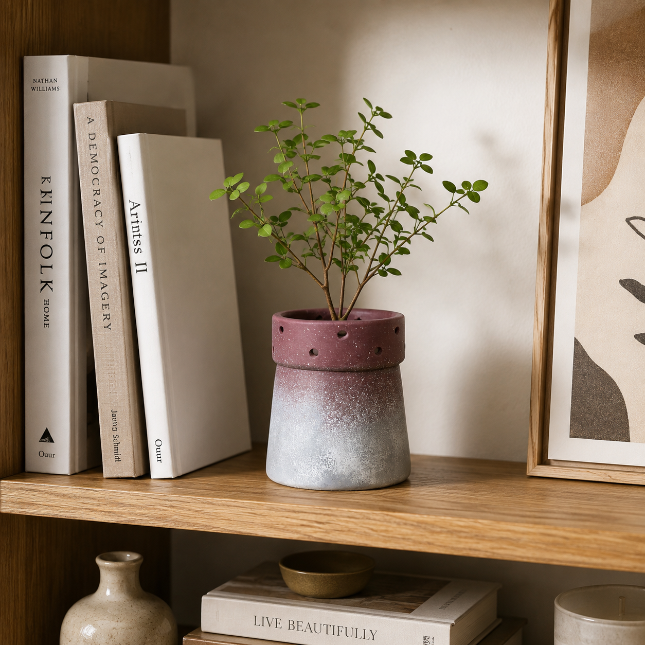 Rustic Mauve Speckled Ceramic Planter