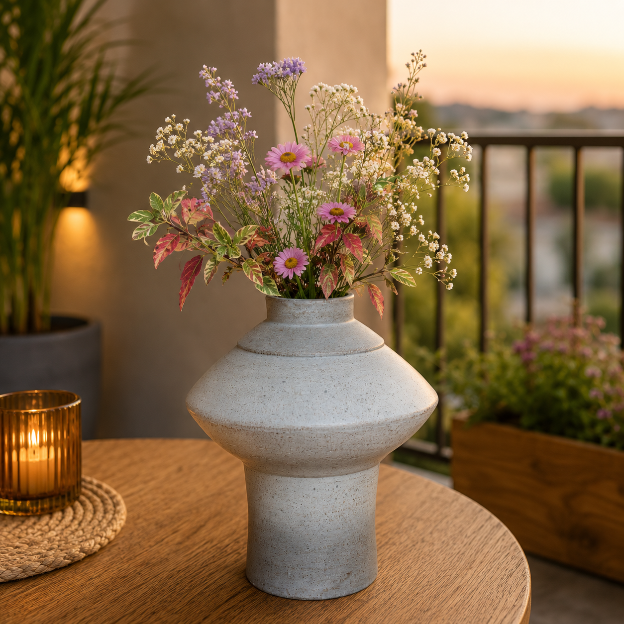 Sculpted Ivory Ceramic Decorative Vase