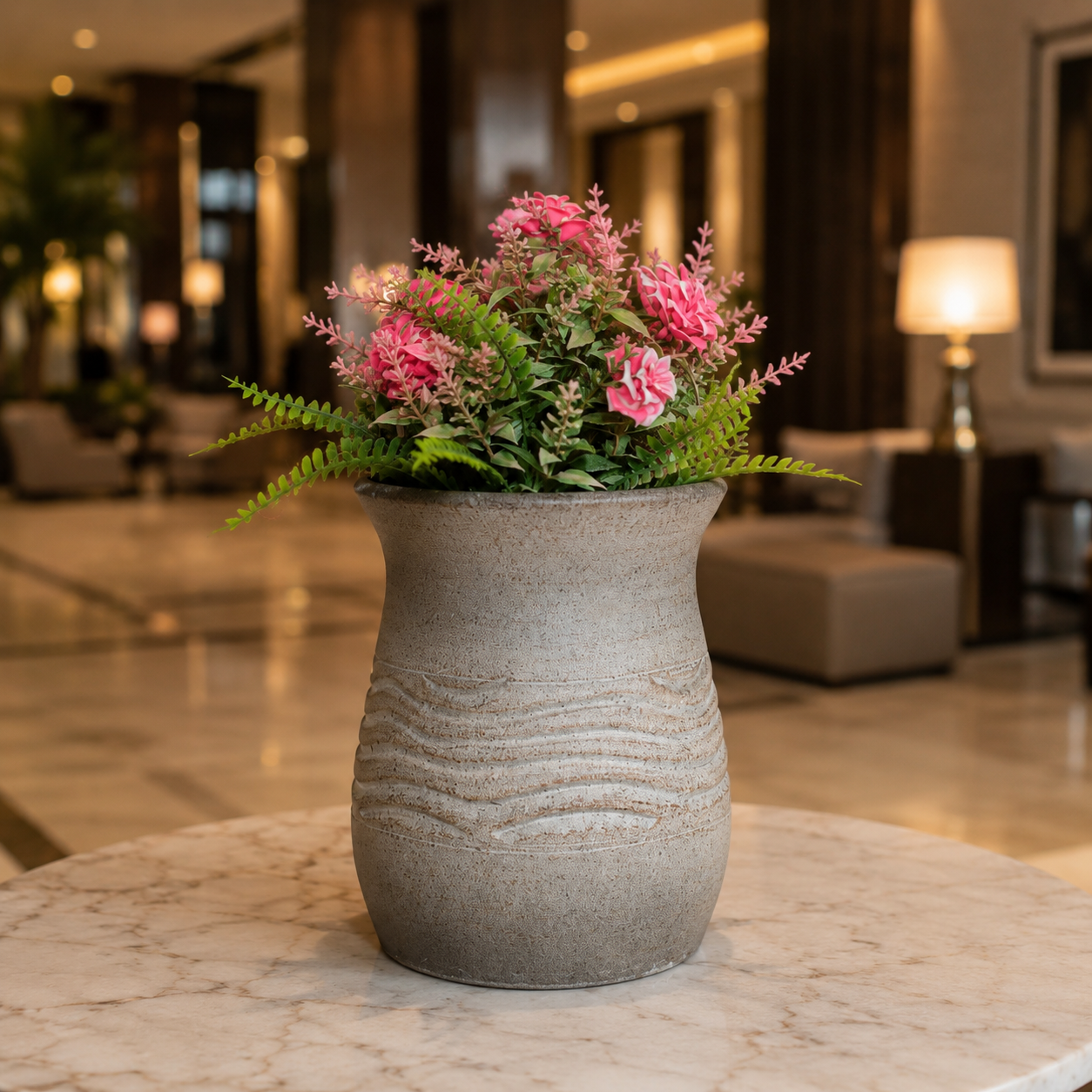 Rustic Wave-Textured Ceramic Planter