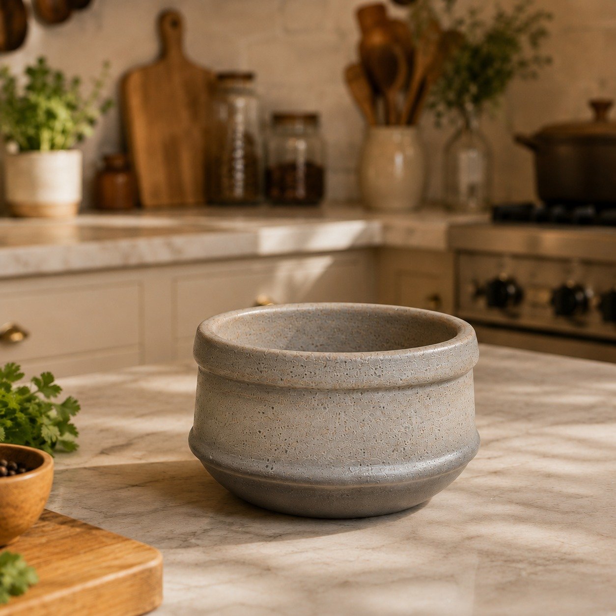 Rustic Ceramic Serving Bowl – Minimal Textured Kitchen Bowl