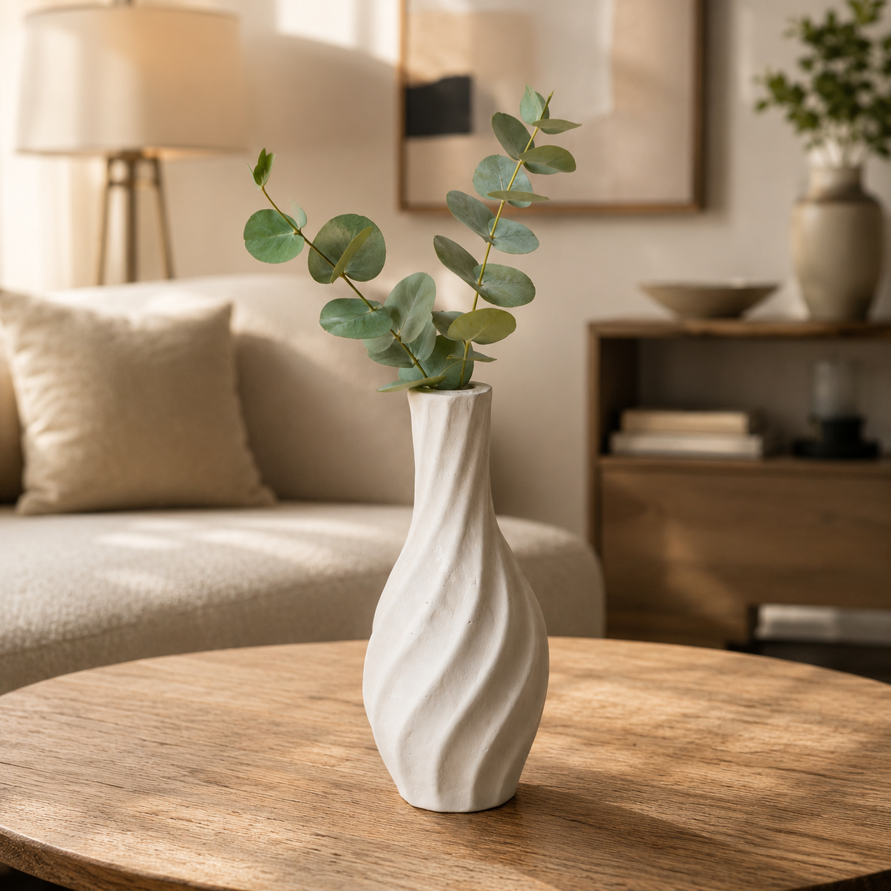 Ivory Ripple Sculptural Ceramic Vase