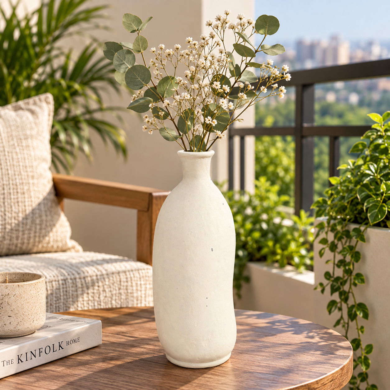 Ivory Minimalist Ceramic Bottle Vase