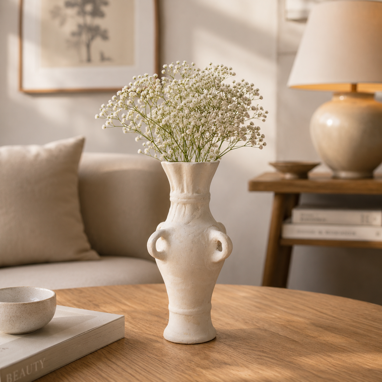 Ivory Heritage Double-Handle Ceramic Vase