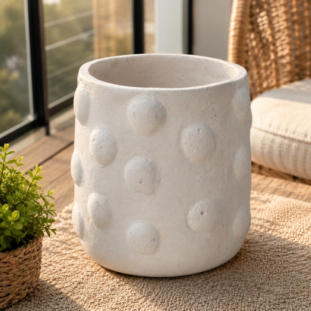 Ivory Pebble Textured Ceramic Planter